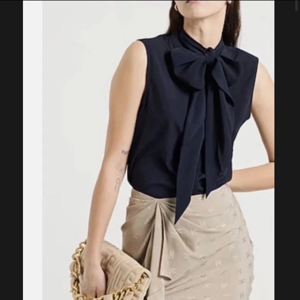 1DAY SALE Tory Burch Sleeveless Bow Blouse Navy, New With Tags, Size 2 S